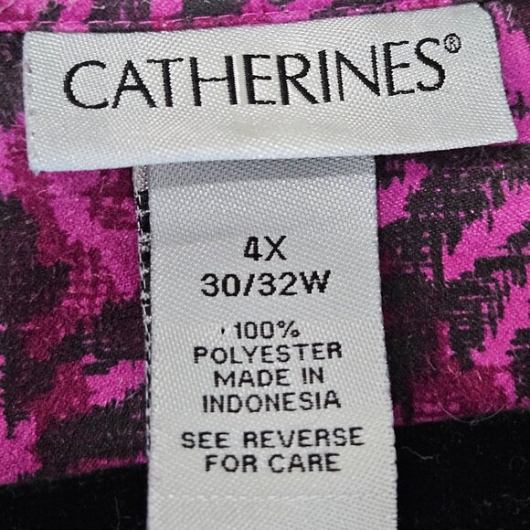 Catherines Button-Down Shirt 4X Faux Micro Suede Purple Black Brocade - Picture 6 of 9